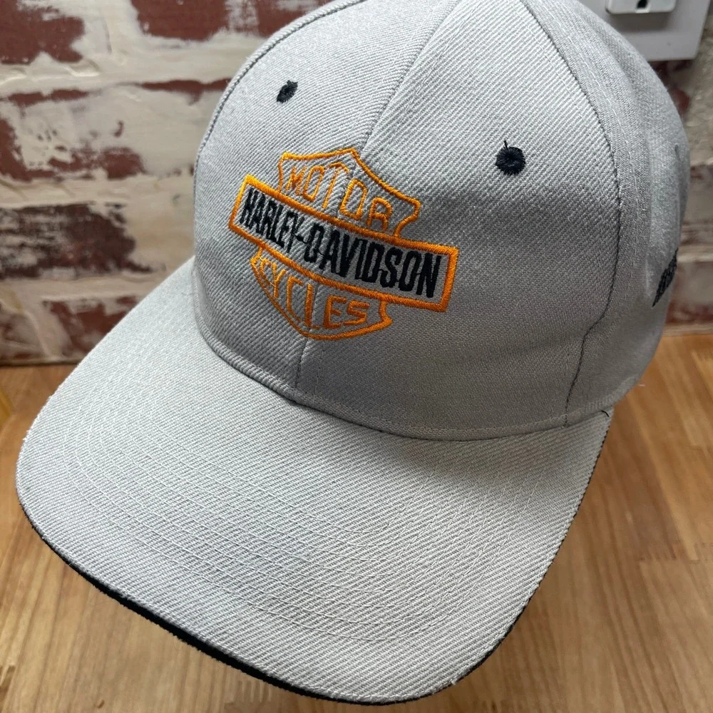 Harley-Davidson Embroidered Grey Wool Blend Adjustable Hat Teener Made in Korea